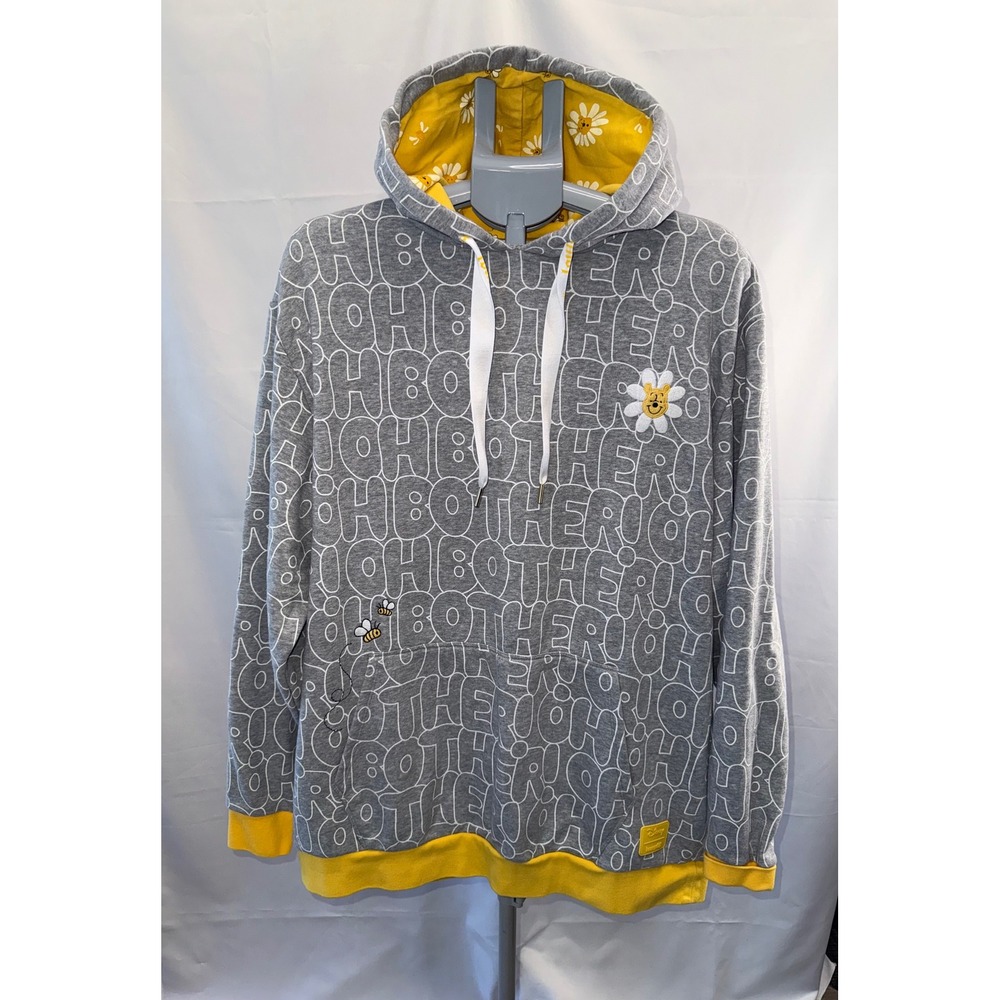 Disney Loungefly Winnie the Pooh Oh Bother Hoodie Gray Yellow XL Sweatshirt